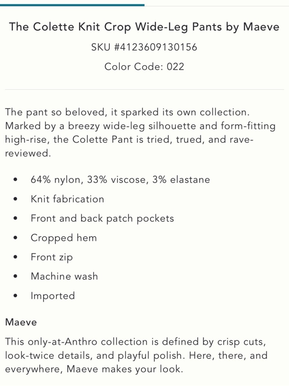 Maeve Wine High-Rise crop pant - Picture 4 of 5